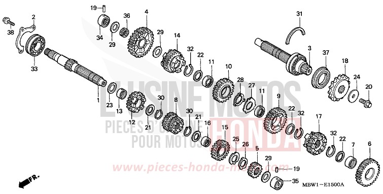 TRANSMISSION for CBR600F VR Special PEARL FLASH YELLOW (Y163) from 2002